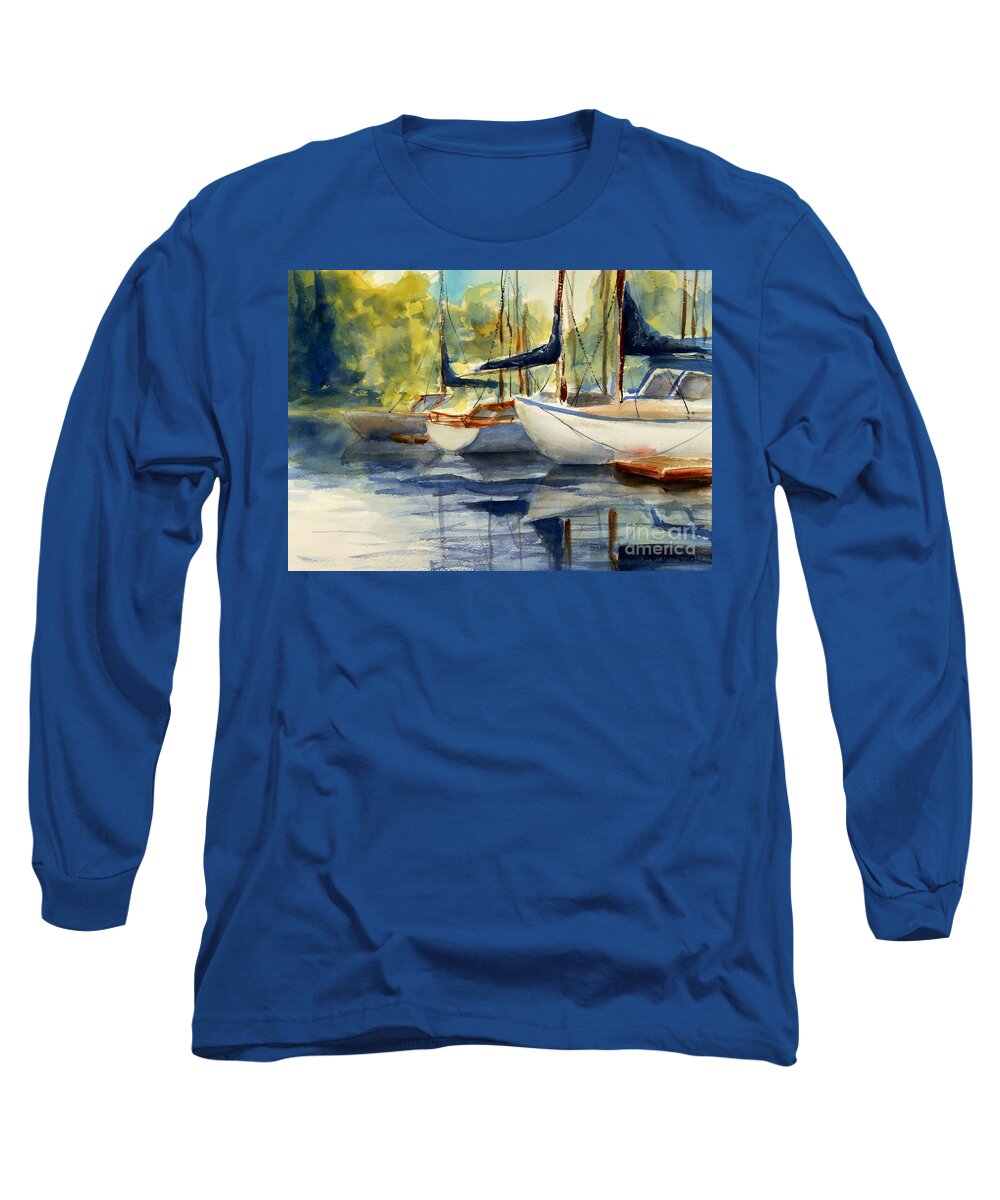 Sailing Long Sleeve T-Shirt featuring the painting Going Sailing by Petra Burgmann