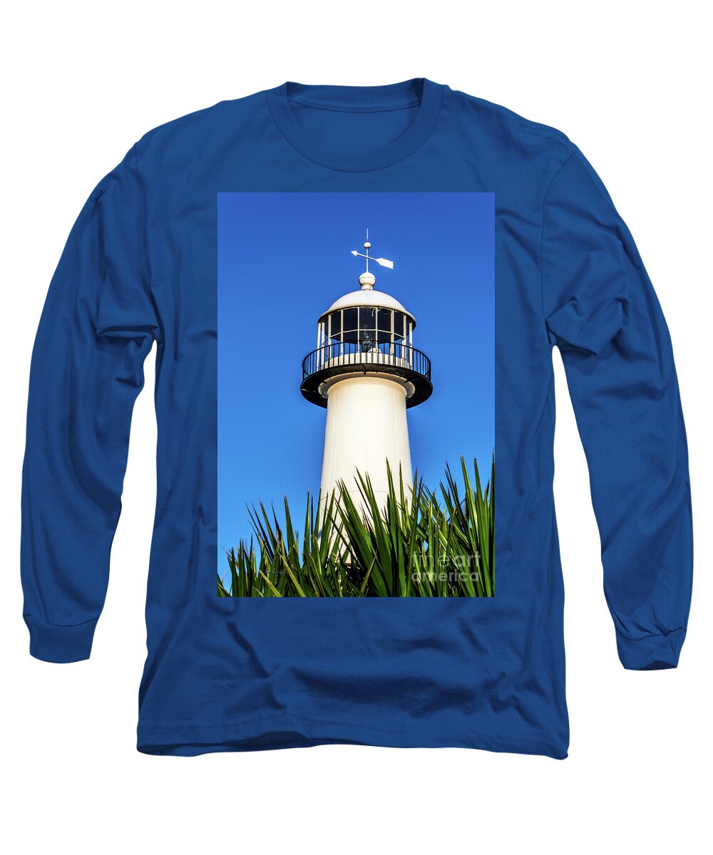 Biloxi Long Sleeve T-Shirt featuring the photograph Gulf Coast Lighthouse Seascape Biloxi MS 3819A by Ricardos Creations