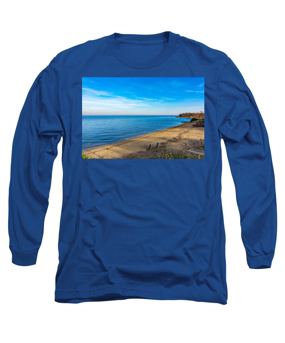 Landscape Long Sleeve T-Shirt featuring the photograph Hillsmere Beach on the Chesapeake by Charles Kraus