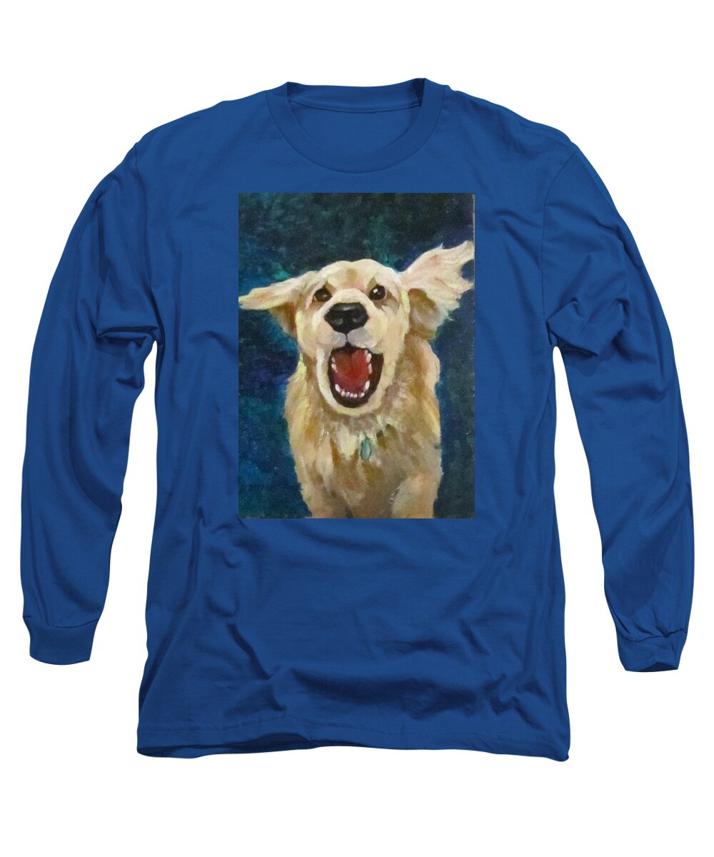 Dog Long Sleeve T-Shirt featuring the painting I got dis' by Barbara O'Toole