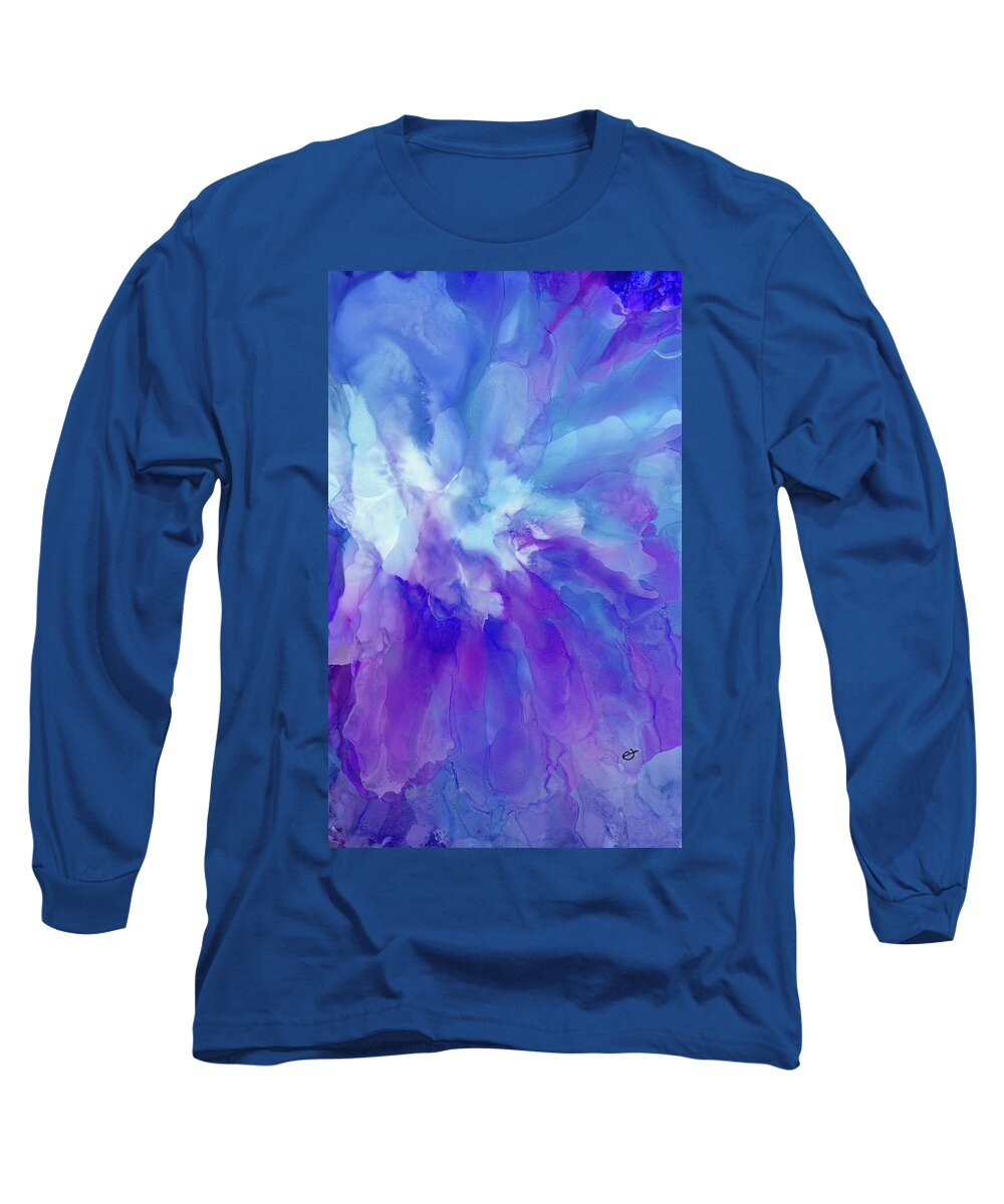 Alcohol Ink Long Sleeve T-Shirt featuring the painting Icy Bloom by Eli Tynan