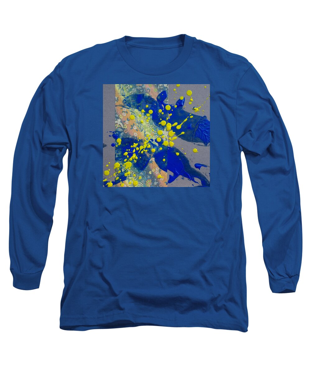 Abstract Long Sleeve T-Shirt featuring the painting Immersed by Louise Adams