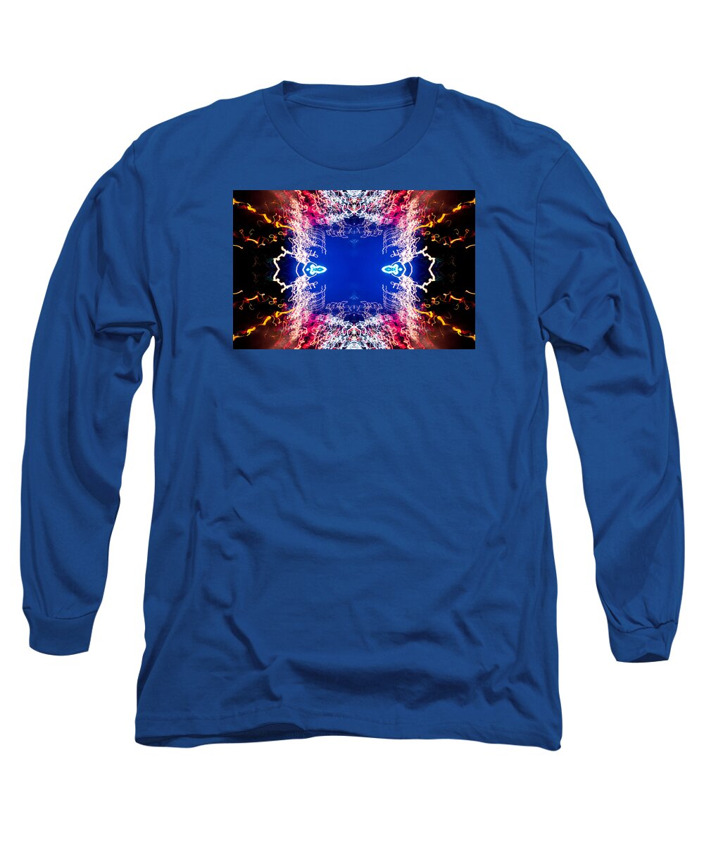 John D Williams Long Sleeve T-Shirt featuring the photograph Into the Void UFA Neon Abstract #1 by John Williams