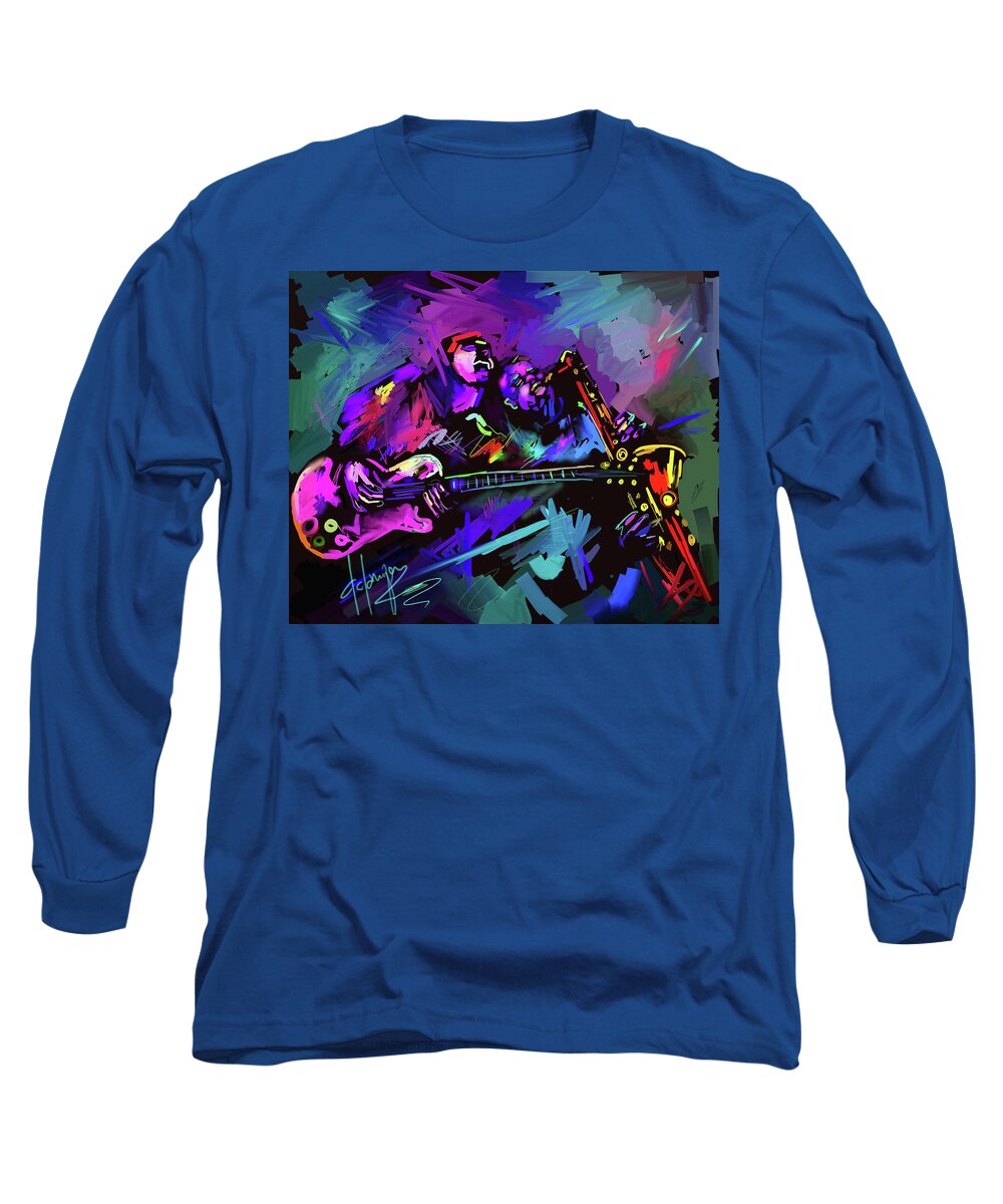 Guitar Long Sleeve T-Shirt featuring the painting Jammin' The Funk by DC Langer