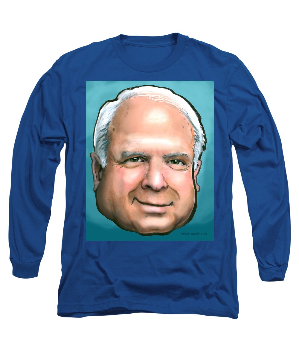 Mccain Long Sleeve T-Shirt featuring the digital art John McCain by Kevin Middleton