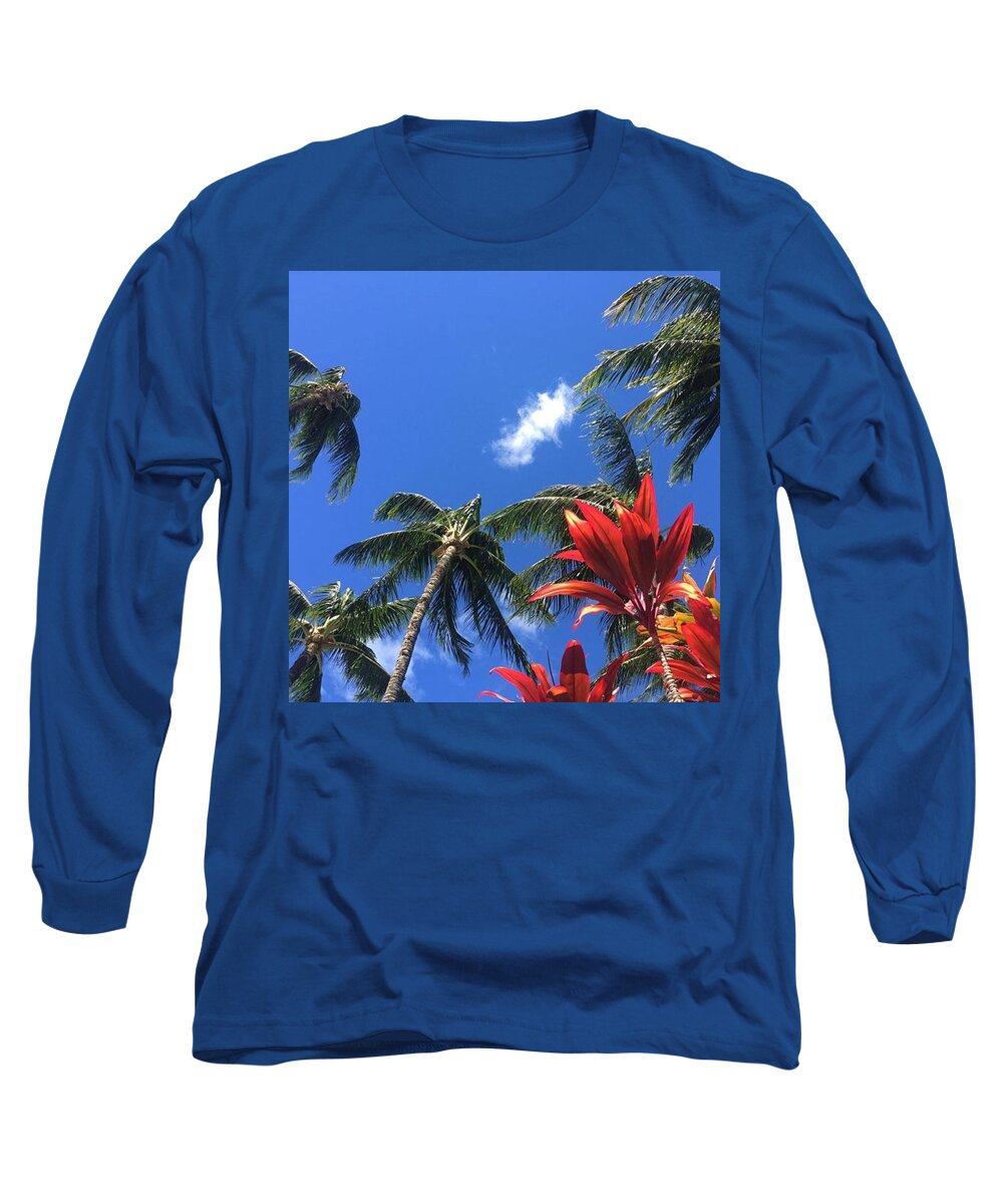 Palm Trees Long Sleeve T-Shirt featuring the photograph Just One Cloud In The Sky Today by Eugene Evon