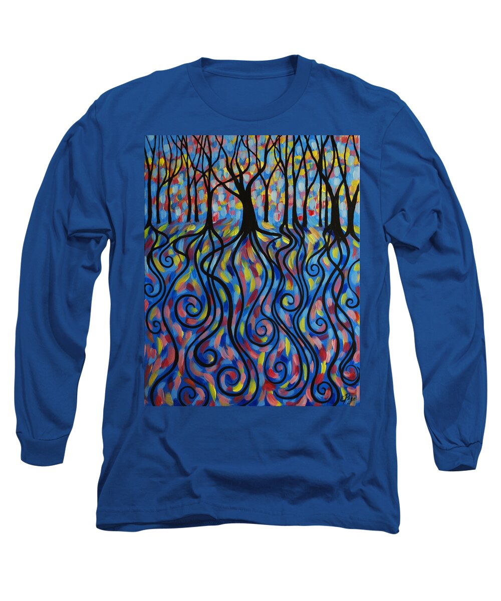 Kaleidoscope Long Sleeve T-Shirt featuring the painting Kaleidoscope Forest by Emily Page