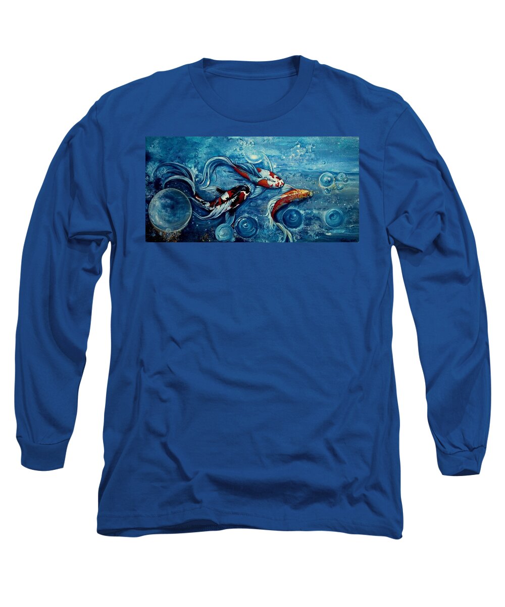 Koi Pond Long Sleeve T-Shirt featuring the painting Koi Paradise by Vivian Casey Fine Art