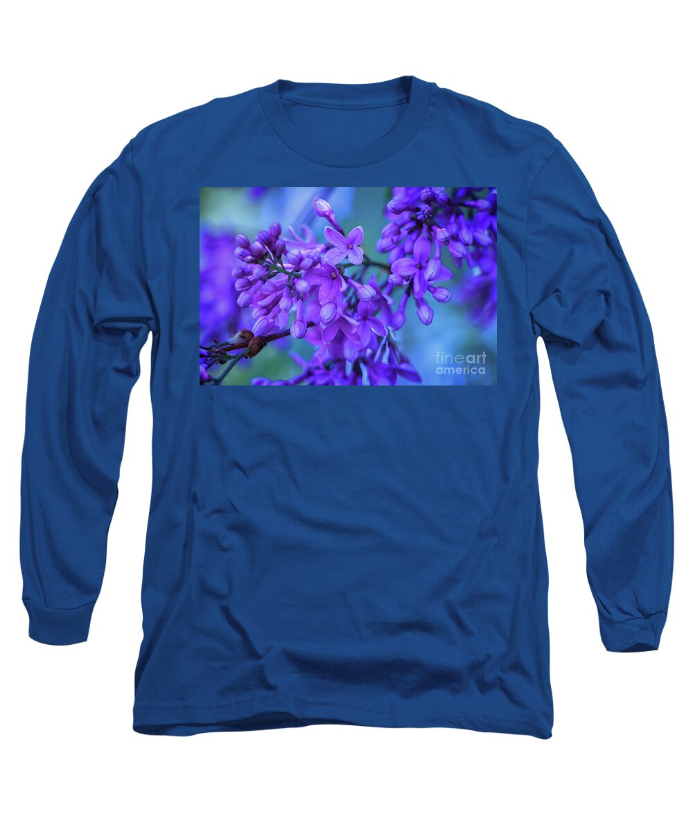 Lilacs Long Sleeve T-Shirt featuring the photograph Lilac Blues by Elizabeth Dow