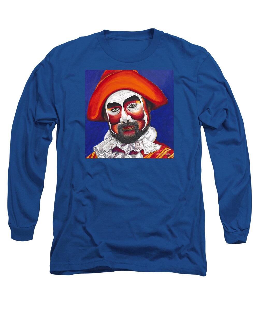 Pirate Long Sleeve T-Shirt featuring the painting Male Pirate Carnival Figure by Patty Vicknair