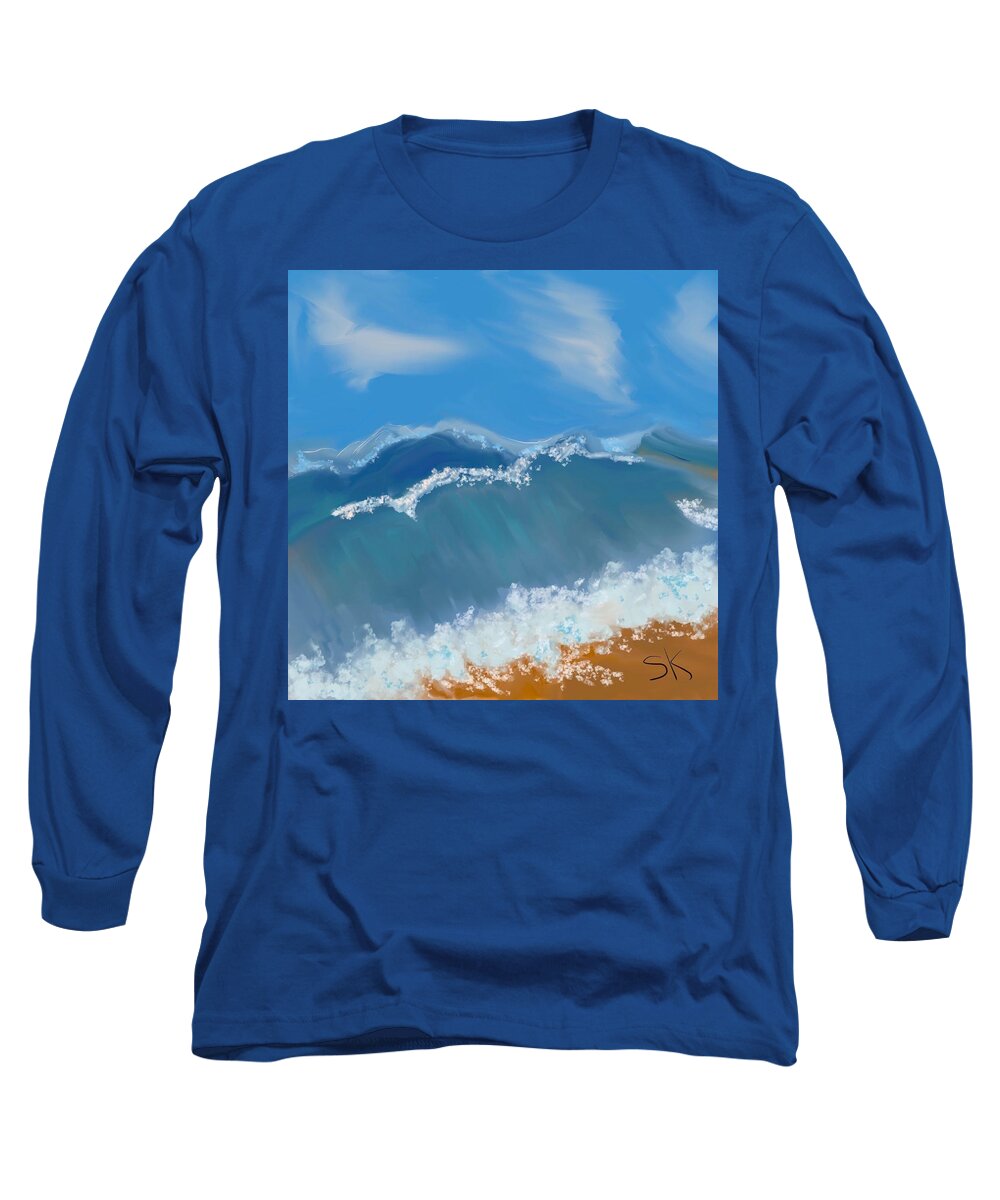 Ocean Long Sleeve T-Shirt featuring the digital art Monster Wave by Sherry Killam