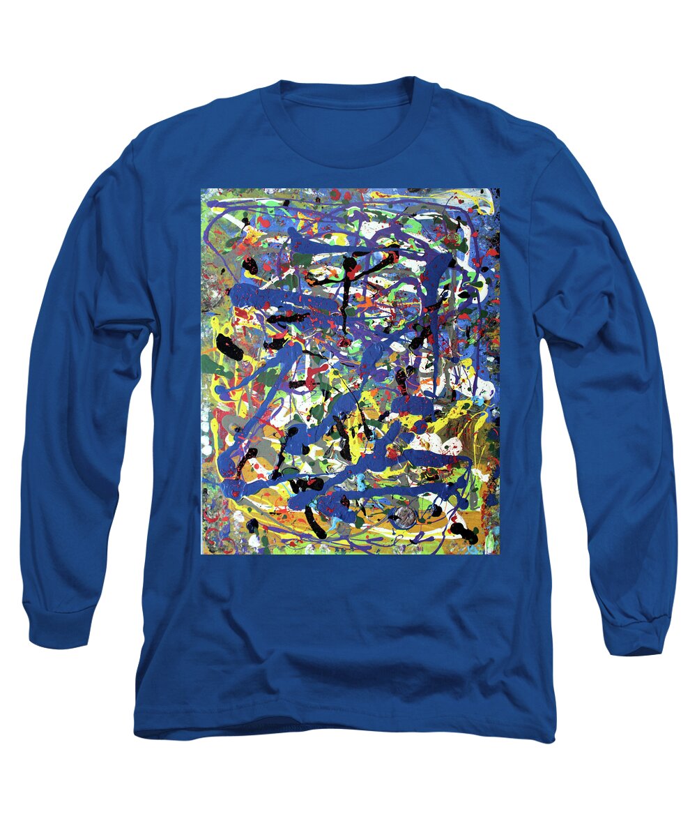Blue Long Sleeve T-Shirt featuring the painting More Blueness by Pam O'Mara