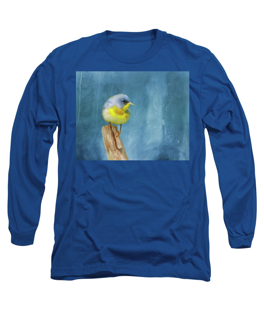 Birds Long Sleeve T-Shirt featuring the painting Northern Blue Song Bird by Colleen Taylor