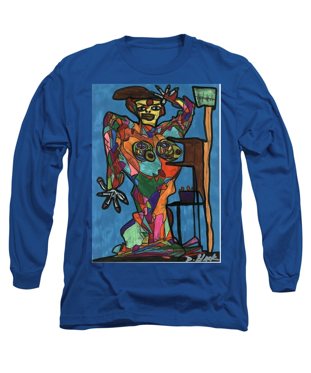 Multicultural Nfprsa Product Review Reviews Marco Social Media Technology Websites \\\\in-d�lj\\\\ Darrell Black Definism Artwork Long Sleeve T-Shirt featuring the drawing Nothing to fear by Darrell Black