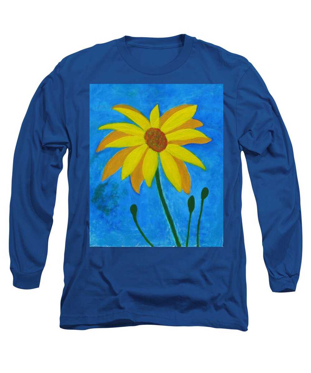 Sunflower Long Sleeve T-Shirt featuring the painting Old Yellow by John Scates