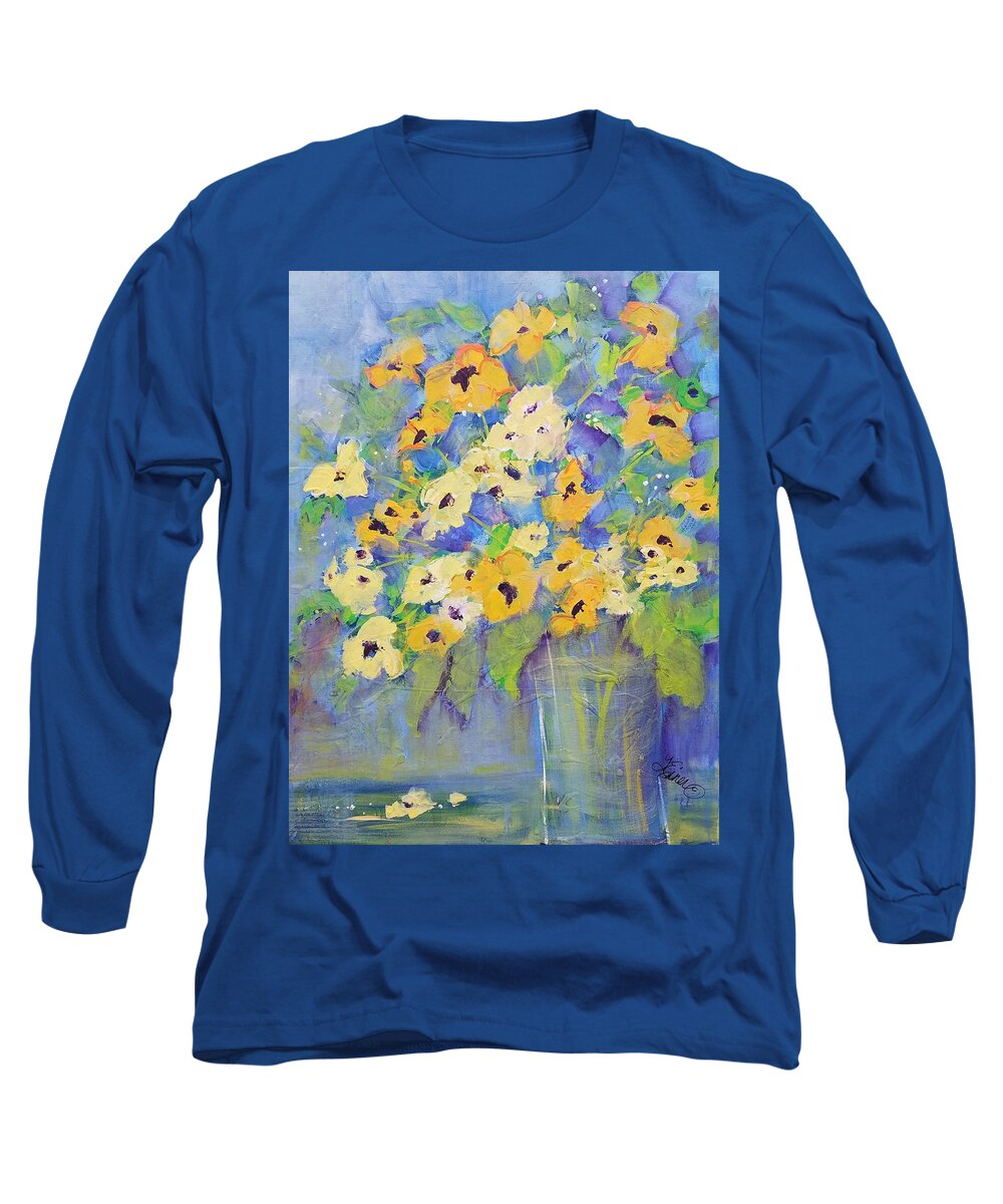 Flowers Long Sleeve T-Shirt featuring the painting On the Sunny Side by Terri Einer