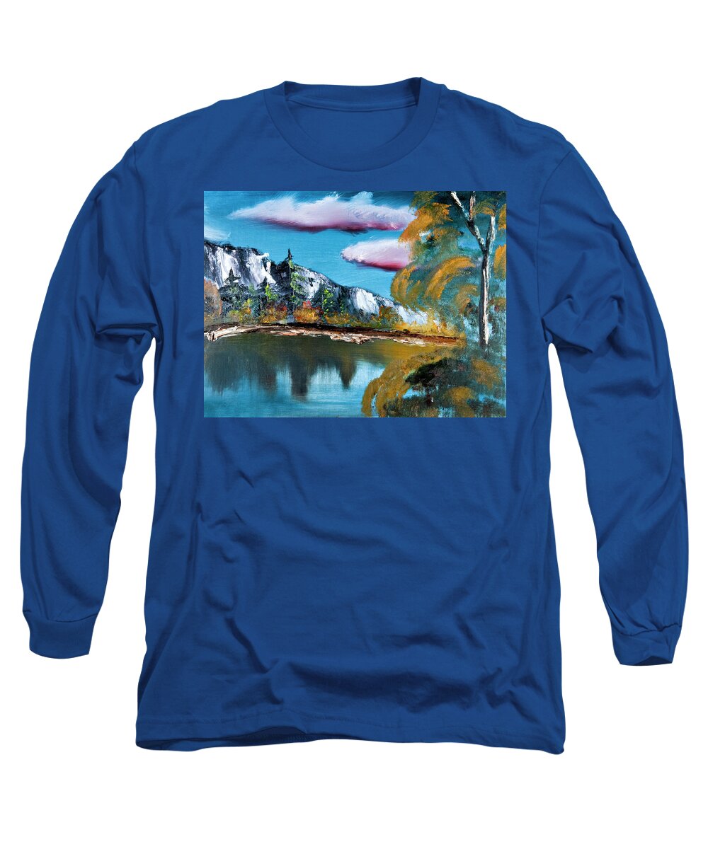 Landscape Long Sleeve T-Shirt featuring the painting Peaceful Day by David Martin