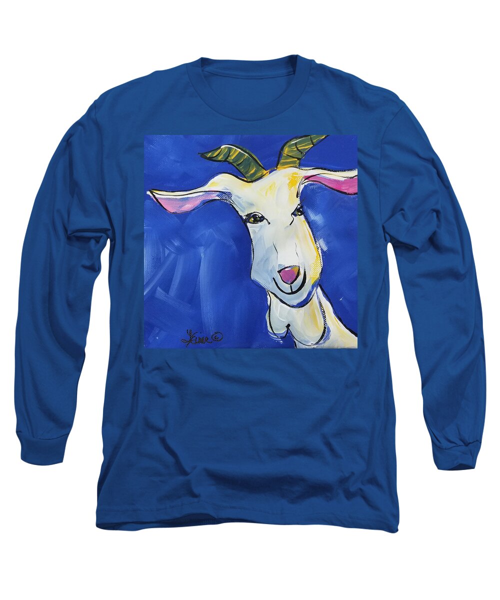 Goat Long Sleeve T-Shirt featuring the painting Pete by Terri Einer