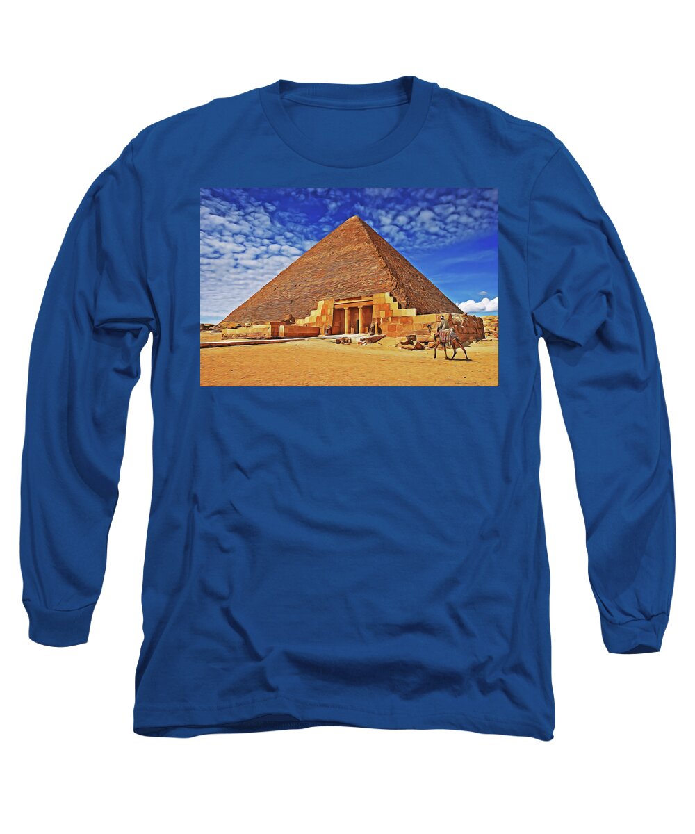 Pyramid Long Sleeve T-Shirt featuring the painting Pyramid by Harry Warrick