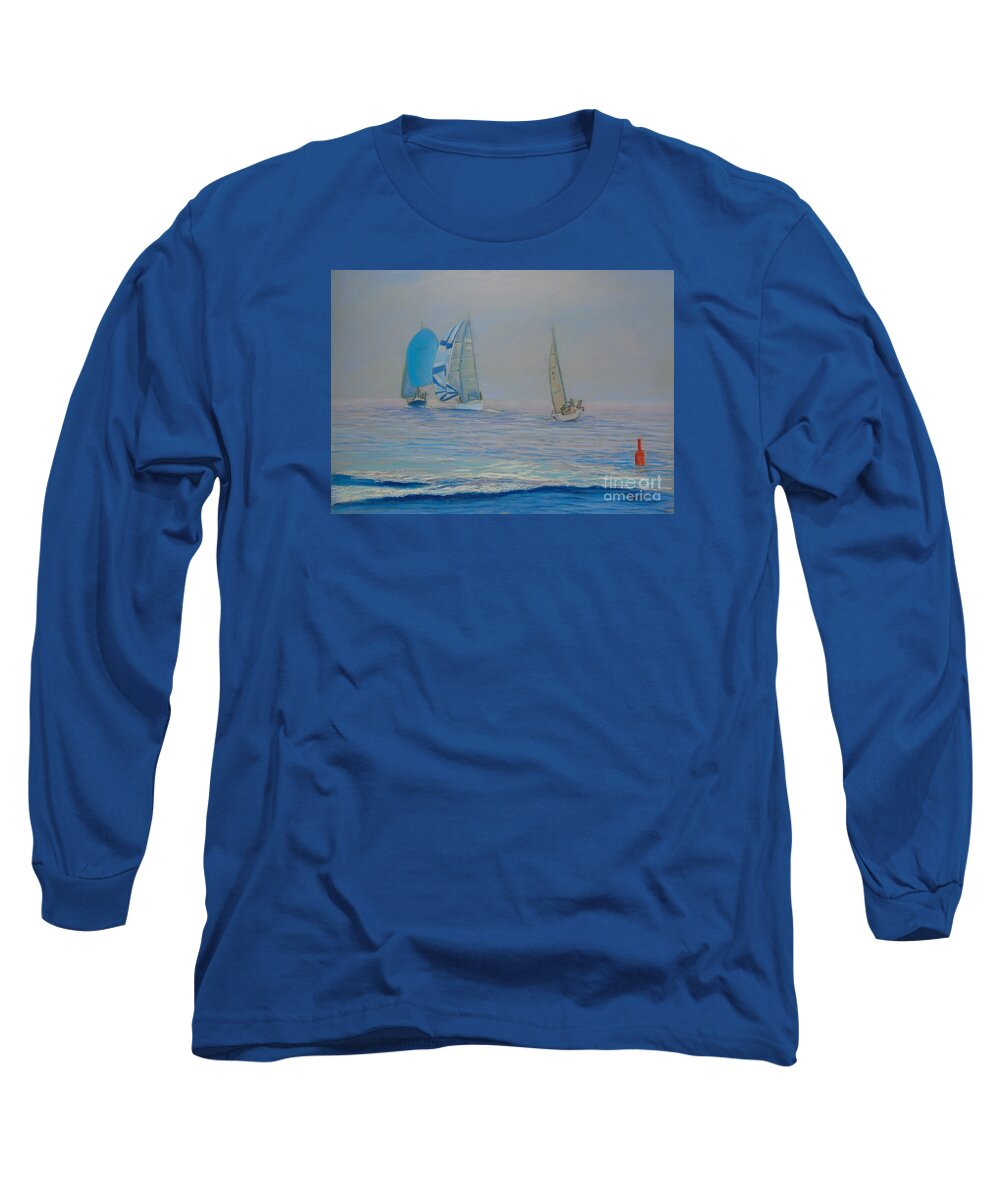 Pastels Long Sleeve T-Shirt featuring the pastel Raceing in the Fog by Rae Smith