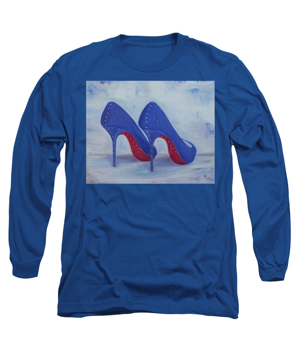 Shoes Long Sleeve T-Shirt featuring the painting Red Soul Shoes by Neslihan Ergul Colley