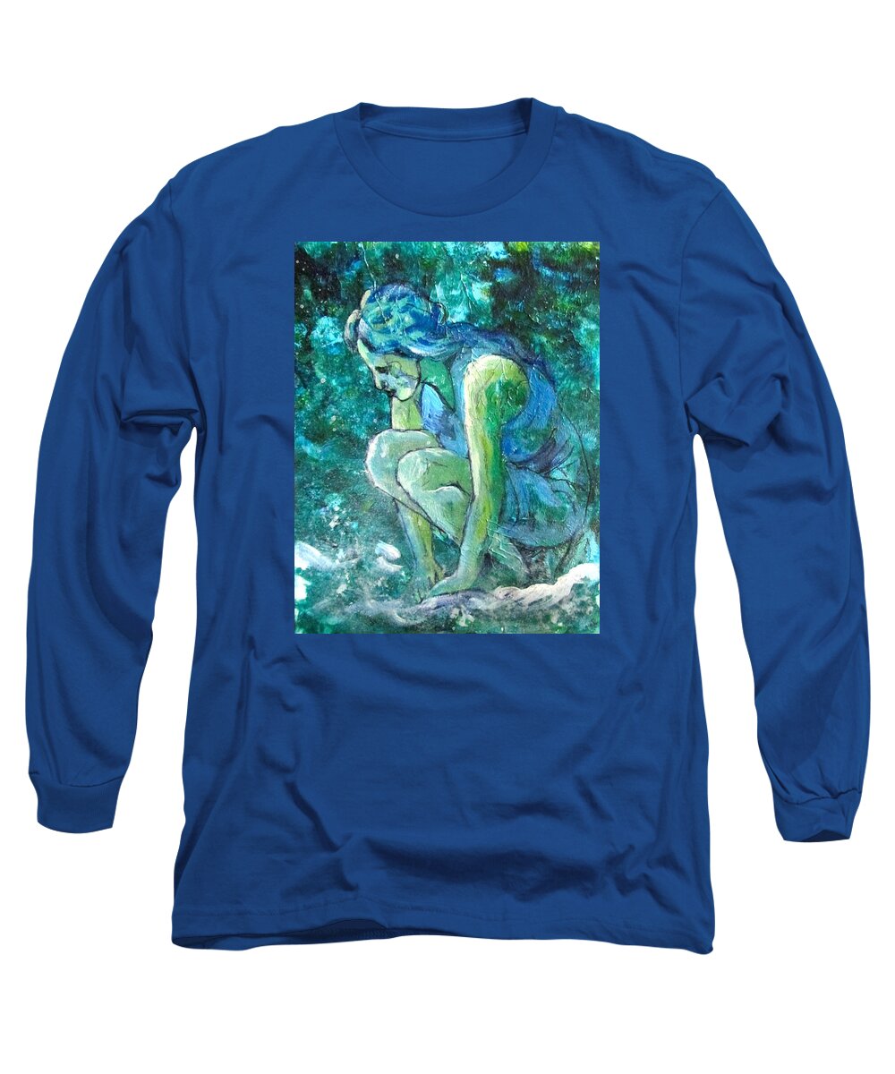 Woman Long Sleeve T-Shirt featuring the painting Reflection of the Sea by Barbara O'Toole