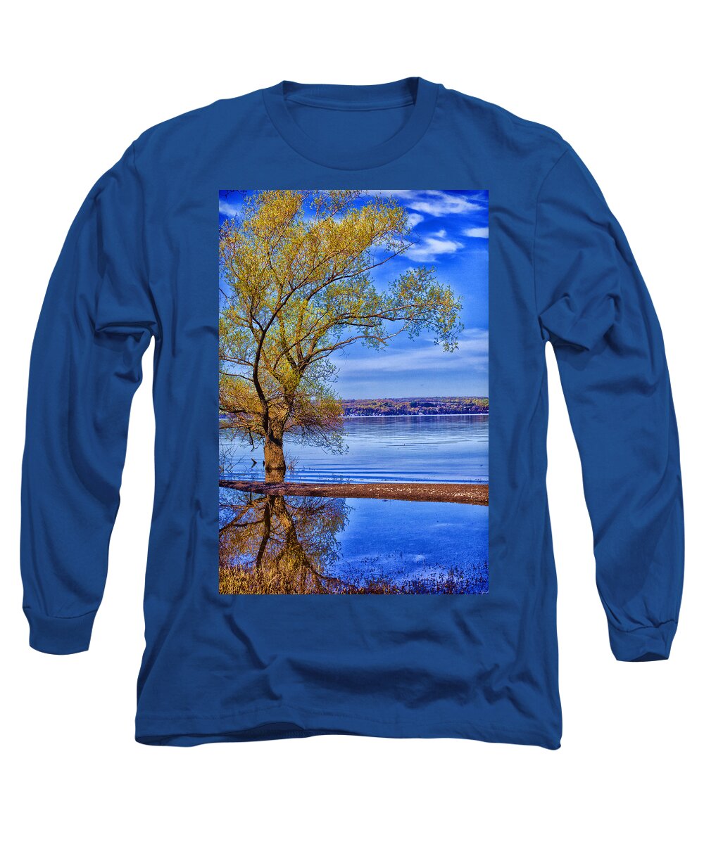 Lake Long Sleeve T-Shirt featuring the photograph Reflections of Spring by Monroe Payne