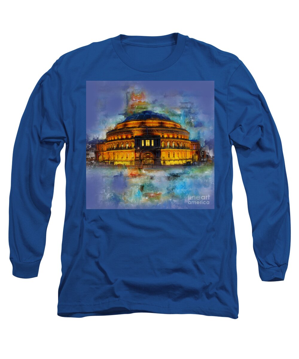 Royal Albert Hall Long Sleeve T-Shirt featuring the painting Royal Albert Hall by Gull G
