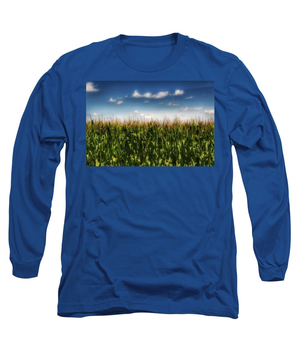 Sky Long Sleeve T-Shirt featuring the photograph 2005 - Sky High Corn by Sheryl L Sutter