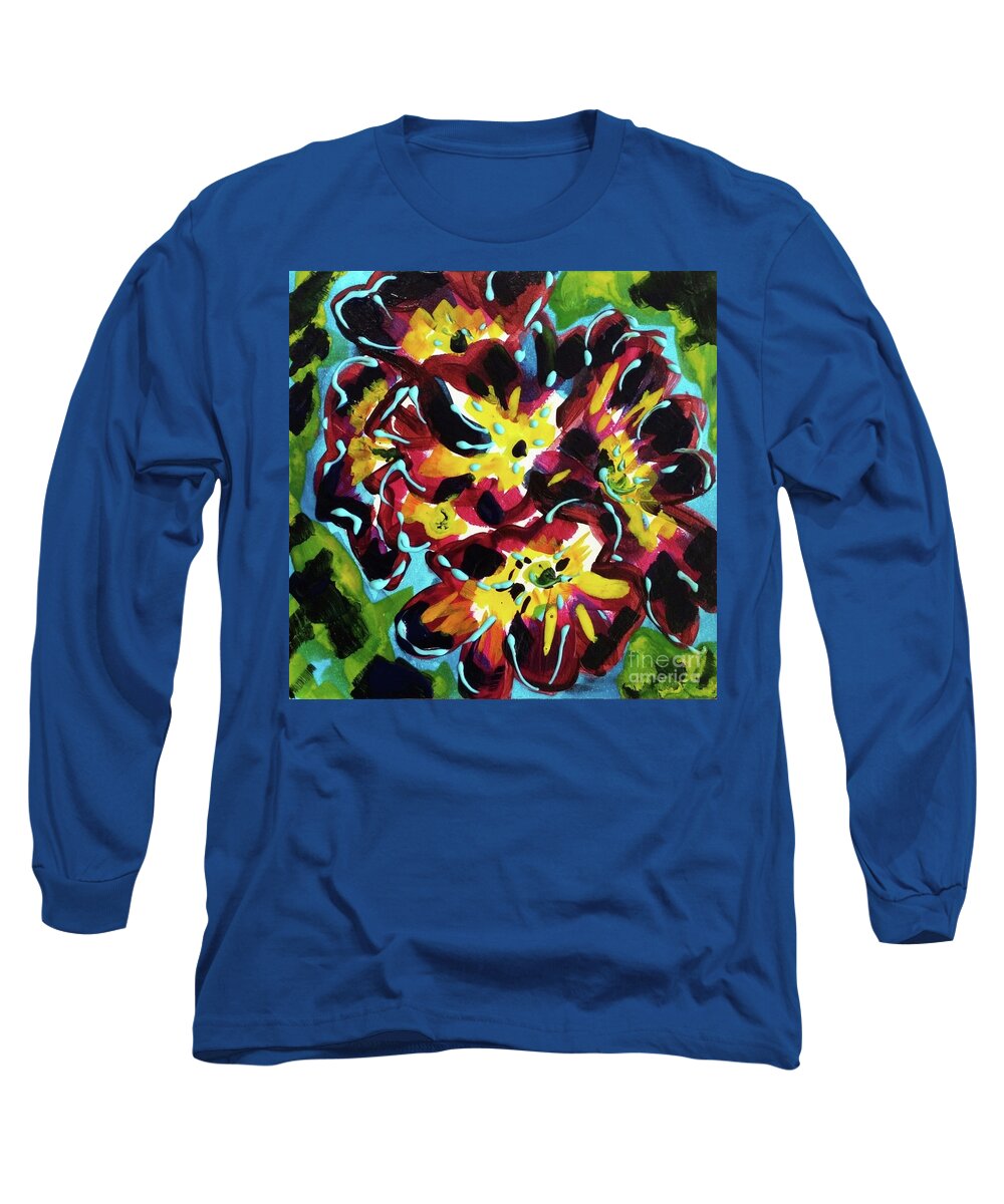 Violets Long Sleeve T-Shirt featuring the painting Small Violets by Catherine Gruetzke-Blais