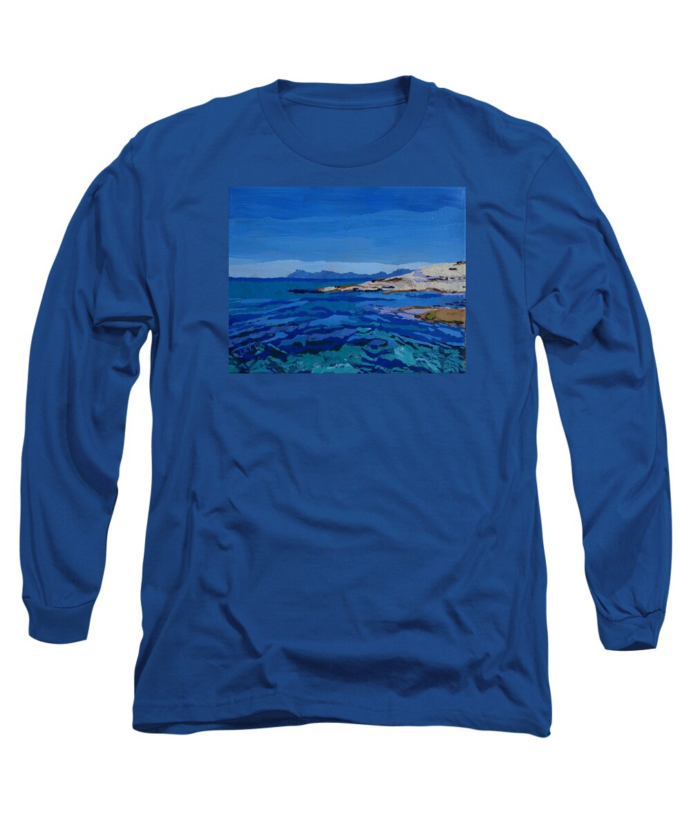 Ocean Long Sleeve T-Shirt featuring the painting Spanish Jewels 1 by Leah Tomaino