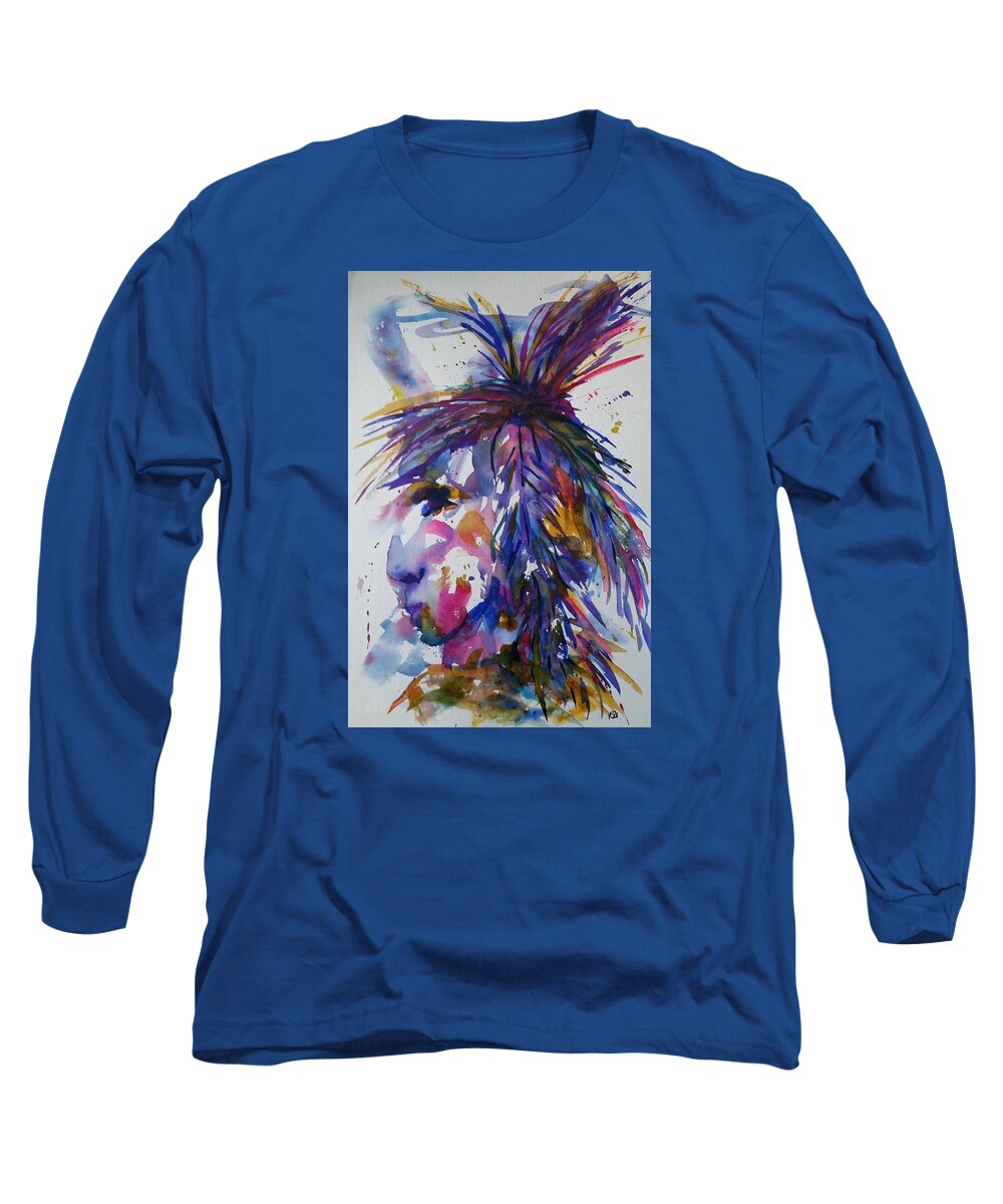 Imaginary Spirit Long Sleeve T-Shirt featuring the painting Spirit of HorseFeather by Kim Shuckhart Gunns