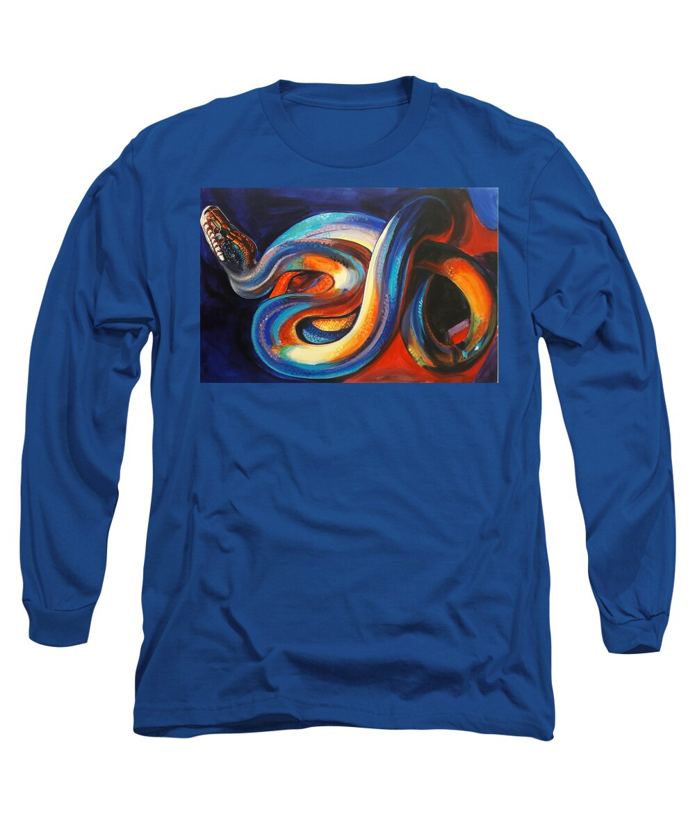 Animals Long Sleeve T-Shirt featuring the painting Ssssnake by Kaytee Esser