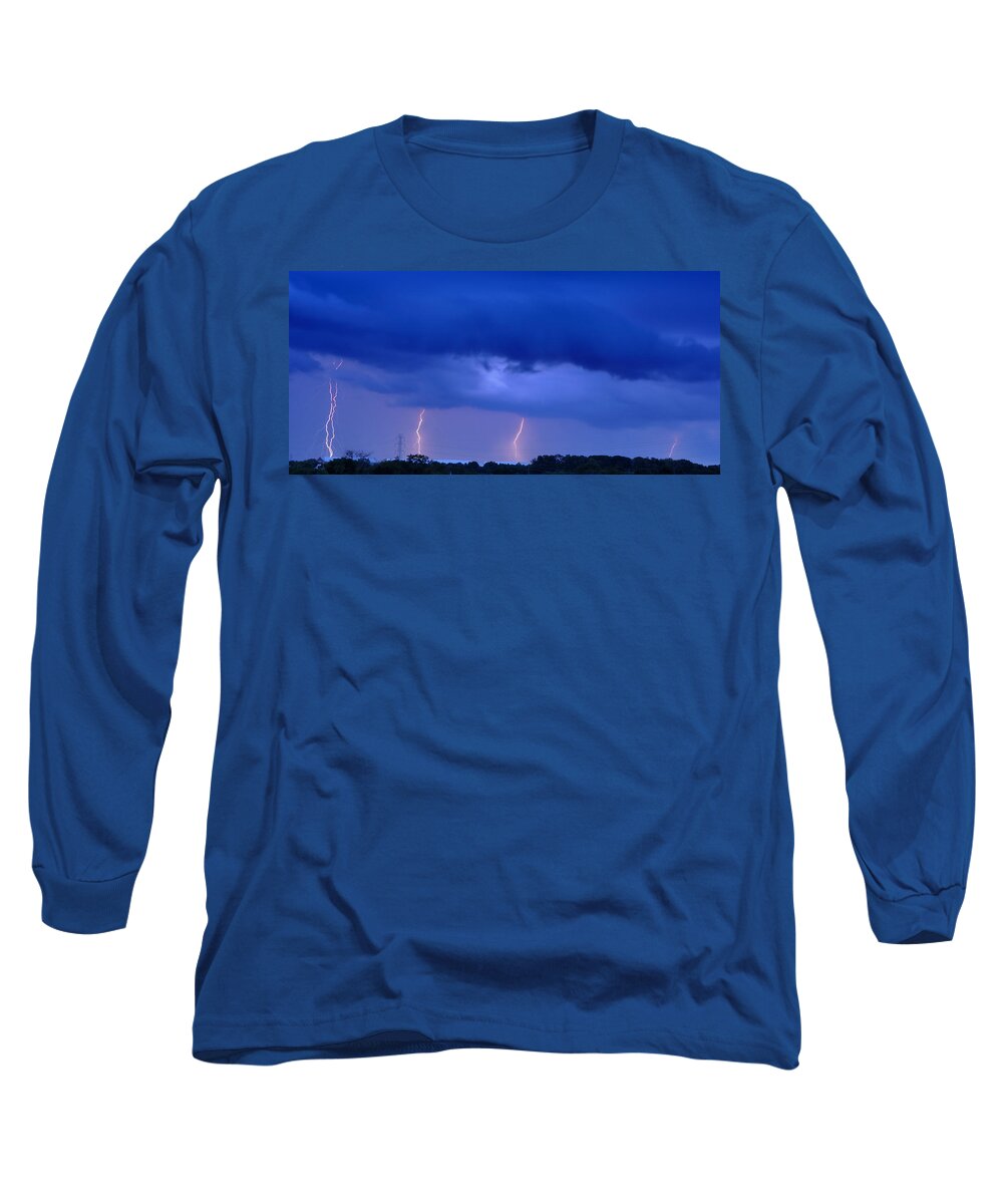 Lightning Long Sleeve T-Shirt featuring the photograph The Approching Storm by Mark Fuller