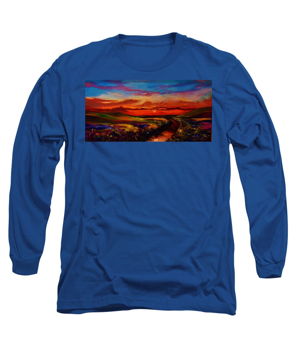 Emery Landscape Long Sleeve T-Shirt featuring the painting The Land I Love by Emery Franklin