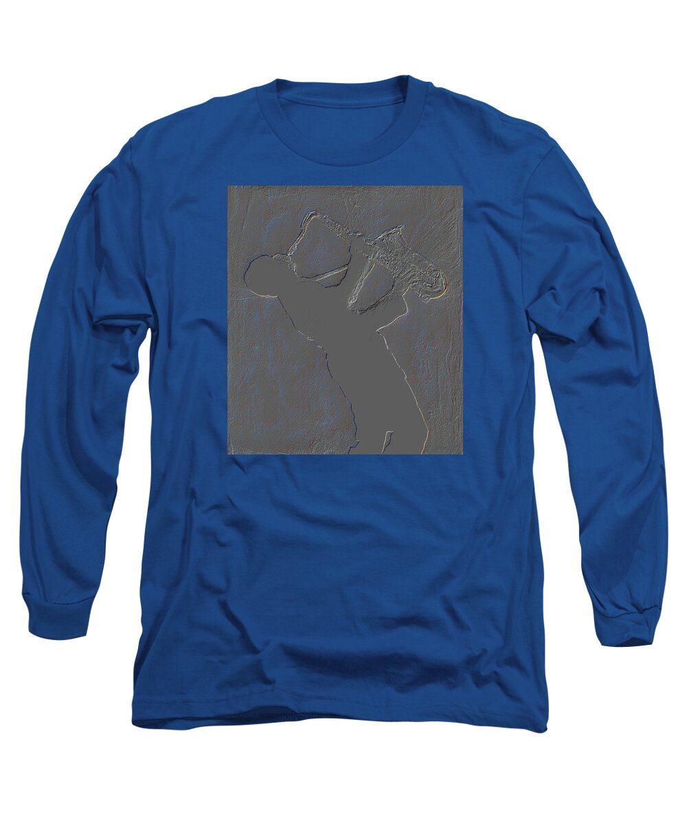 Sax Long Sleeve T-Shirt featuring the painting The singer by Laur Iduc