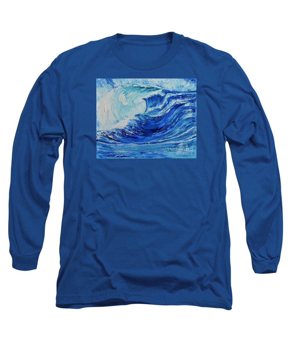 Acrylic Long Sleeve T-Shirt featuring the painting The Wave by Teresa Wegrzyn