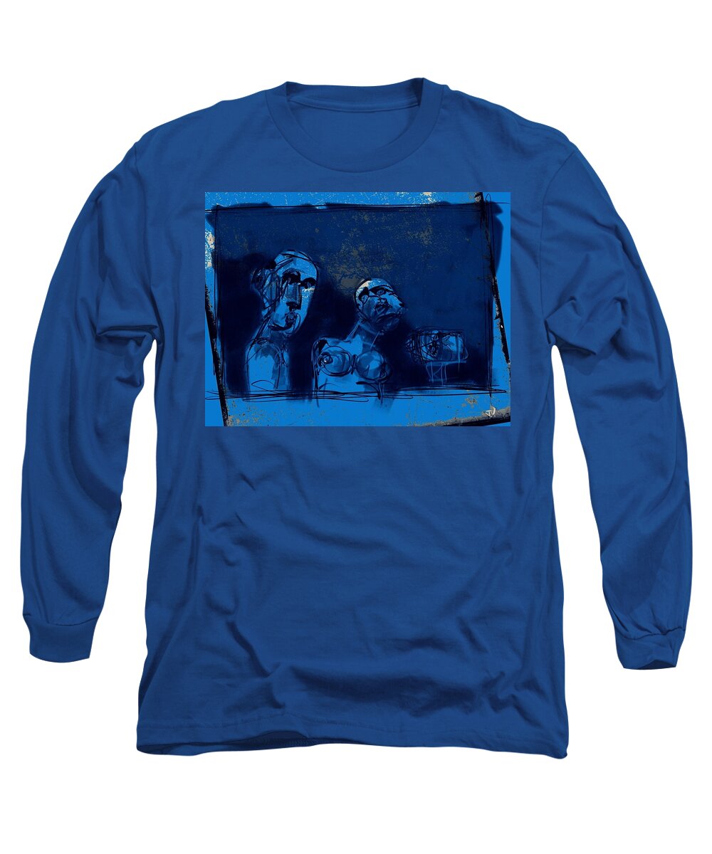 Blue Long Sleeve T-Shirt featuring the painting Through the Blue Window by Jim Vance