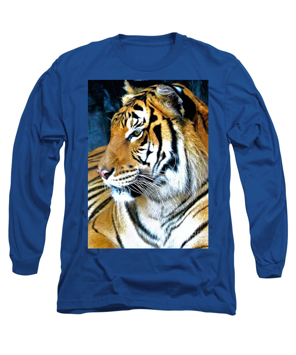 Tiger Long Sleeve T-Shirt featuring the photograph Tiger Profile Macro by Diann Fisher