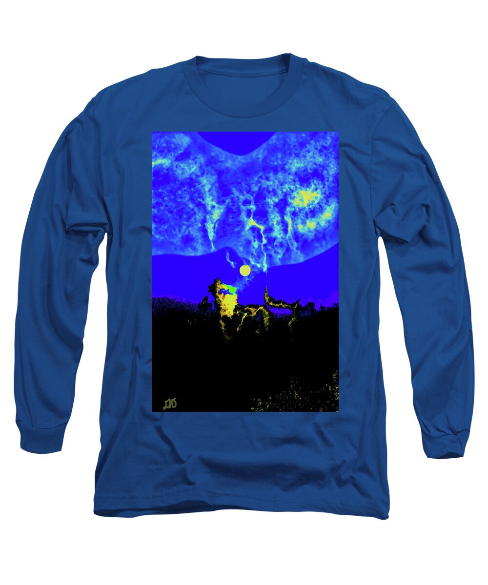 Abstract Long Sleeve T-Shirt featuring the photograph Under a Full Moon by Gina O'Brien