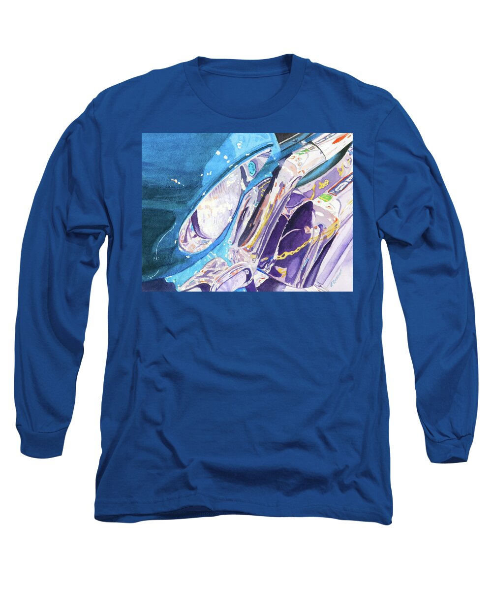 Cars Long Sleeve T-Shirt featuring the painting Vintage Chrome by Lynne Reichhart