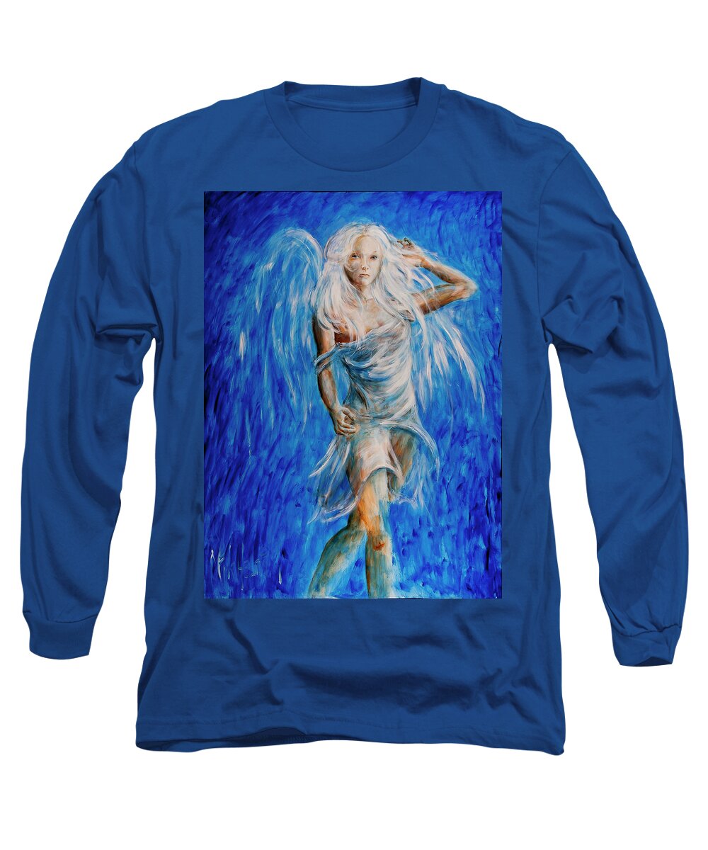 Angel Long Sleeve T-Shirt featuring the painting Viva Forever by Nik Helbig