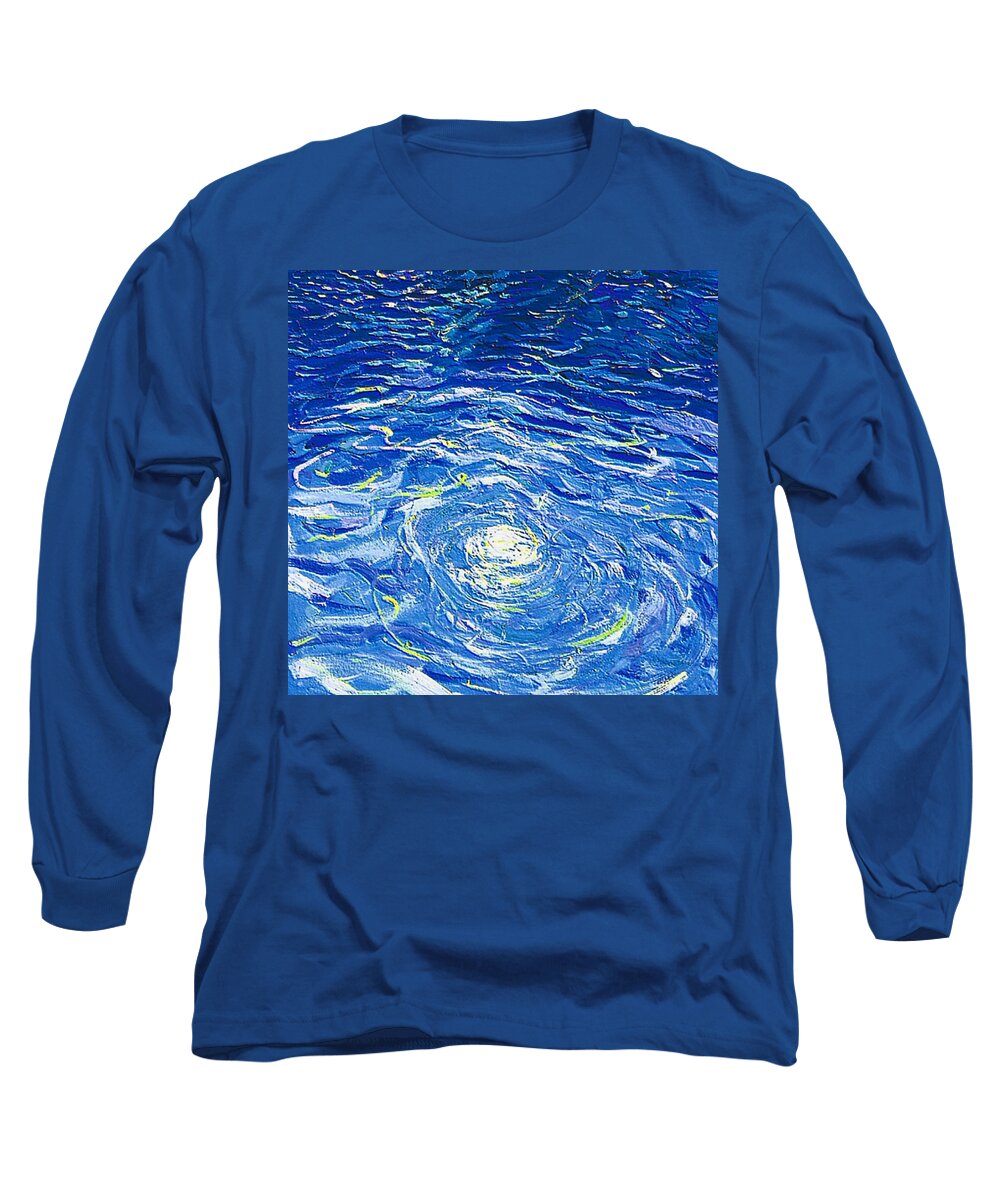 Pool Long Sleeve T-Shirt featuring the mixed media Water in the pool by Dragica Micki Fortuna