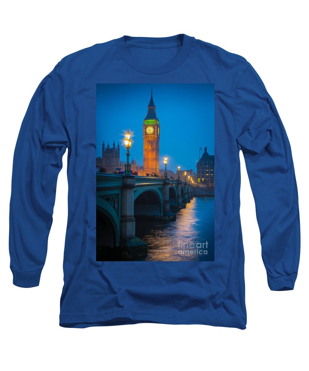 Big Ben Long Sleeve T-Shirt featuring the photograph Westminster Bridge at Night by Inge Johnsson