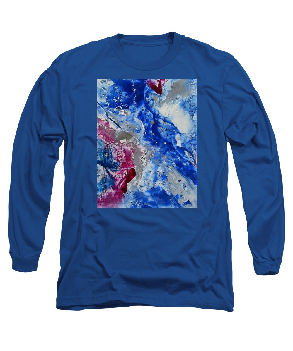 Abstract Long Sleeve T-Shirt featuring the painting Winter Rhapsody by Louise Adams