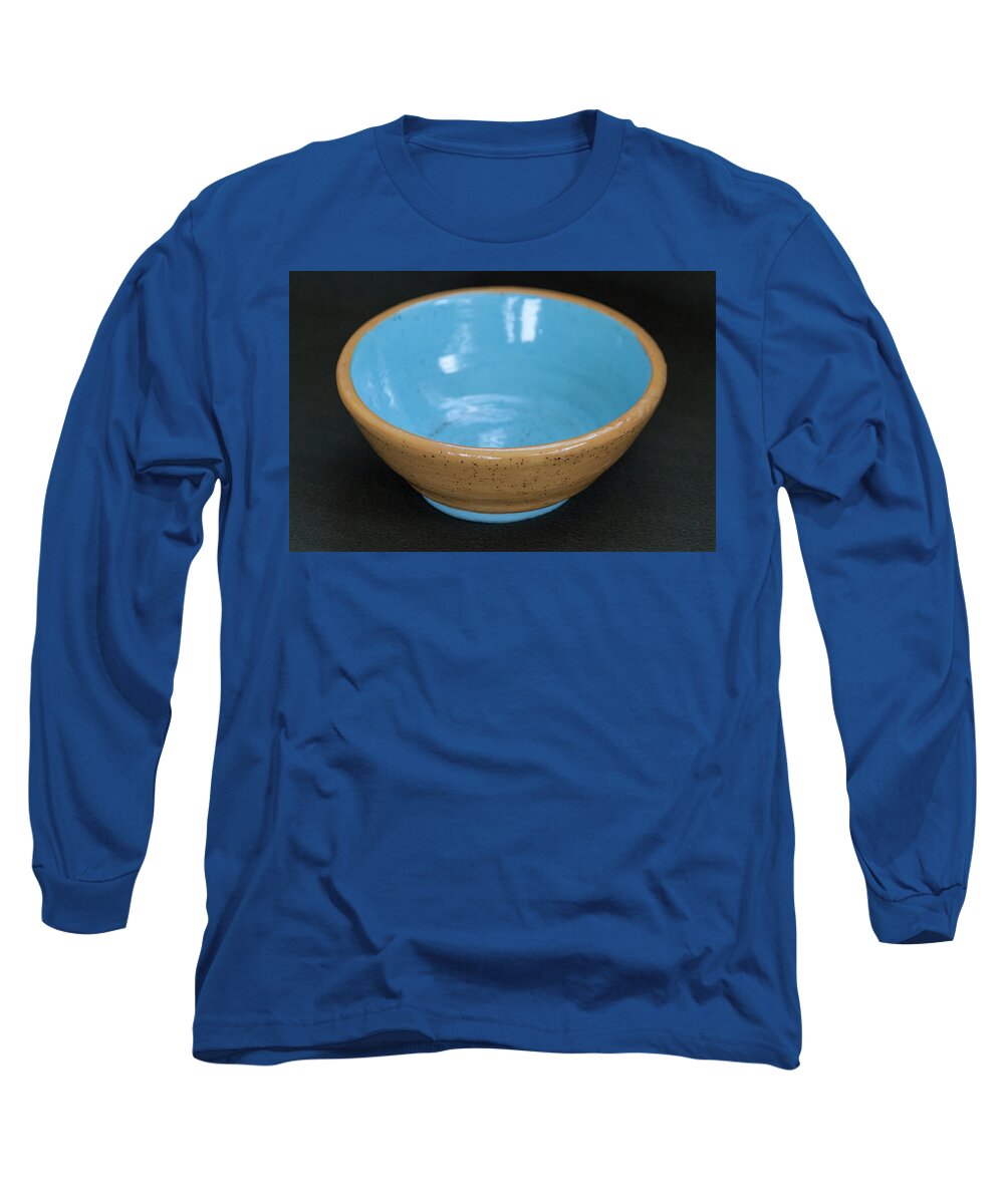 Ceramic Long Sleeve T-Shirt featuring the ceramic art Yellow and Blue Ceramic Bowl by Suzanne Gaff