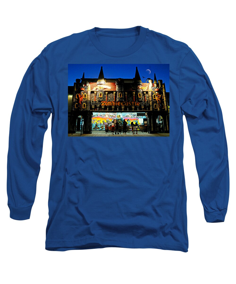 Rye Playland Amusement Park Long Sleeve T-Shirt featuring the photograph Zombie Castle by Diana Angstadt