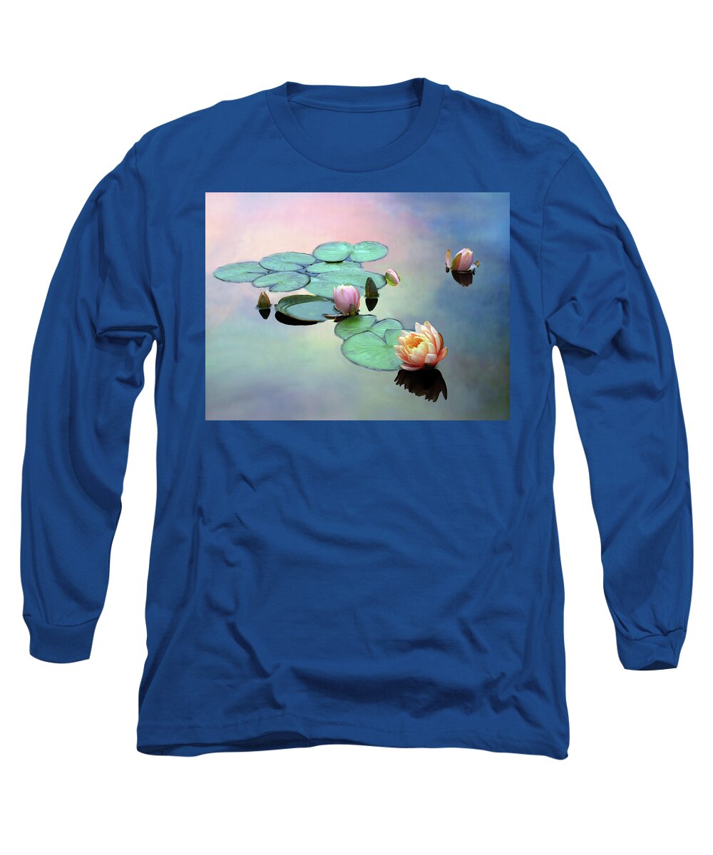 Lilies Long Sleeve T-Shirt featuring the photograph Afloat by Jessica Jenney