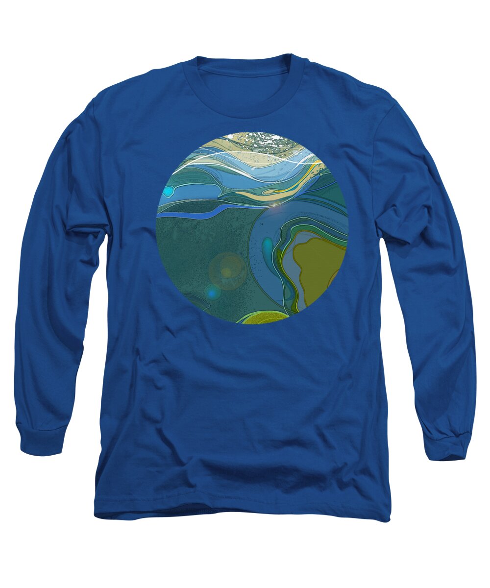 Nautical Long Sleeve T-Shirt featuring the digital art By the Sea by Gina Harrison