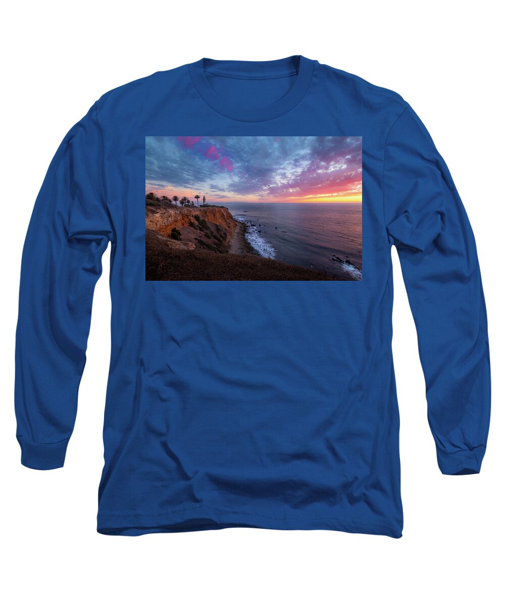 Architecture Long Sleeve T-Shirt featuring the photograph Colorful Sky after Sunset at Point Vicente Lighthouse by Andy Konieczny